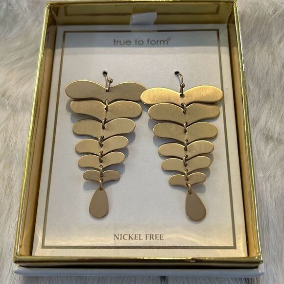 Matte Gold Tone Dangle Earrings - Picture 1 of 4